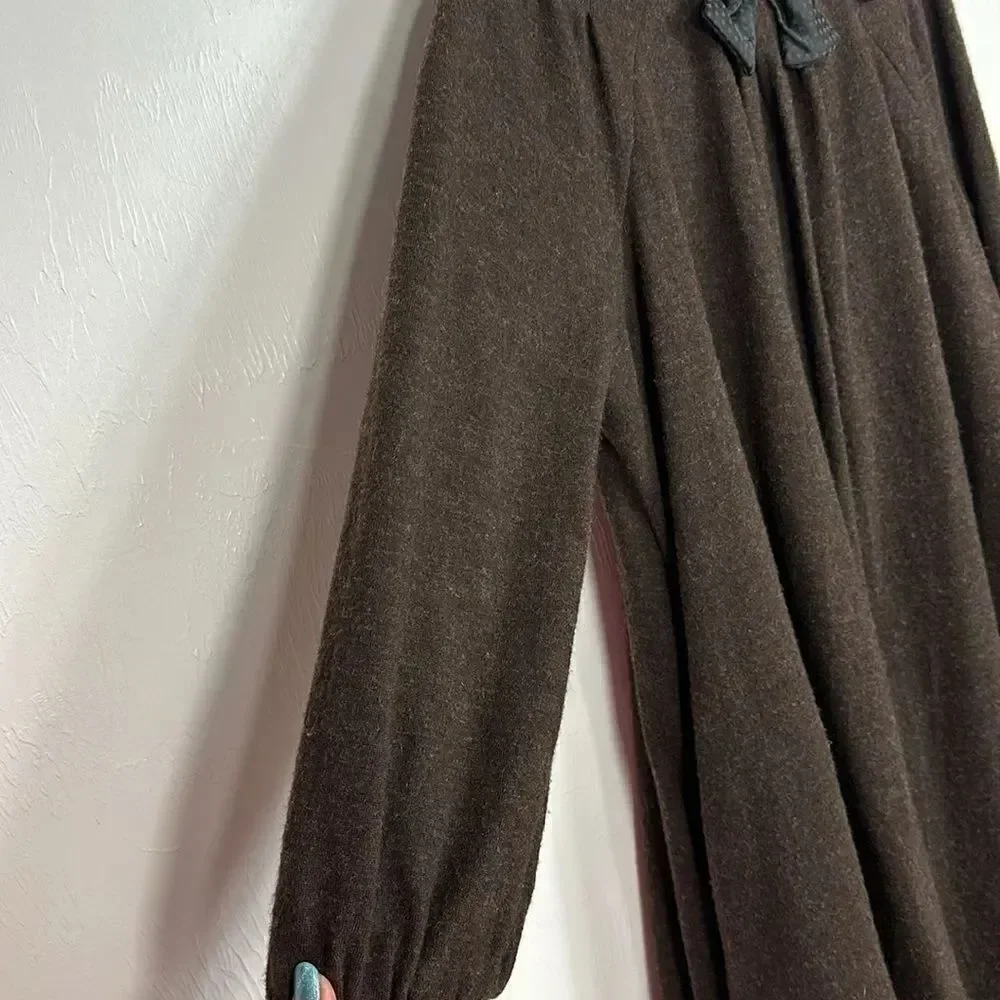 Marc By Marc Jacobs Vintage Brown Wool Blend Long Sleeve Dress Size M